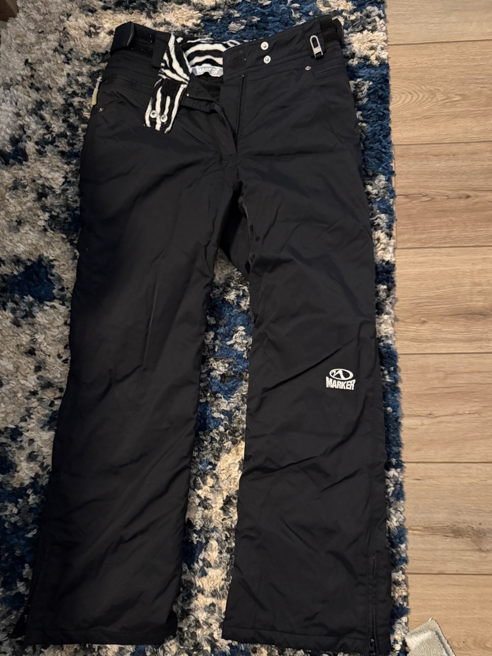 Marker Black Insulated Ski Pants with Thigh Logo